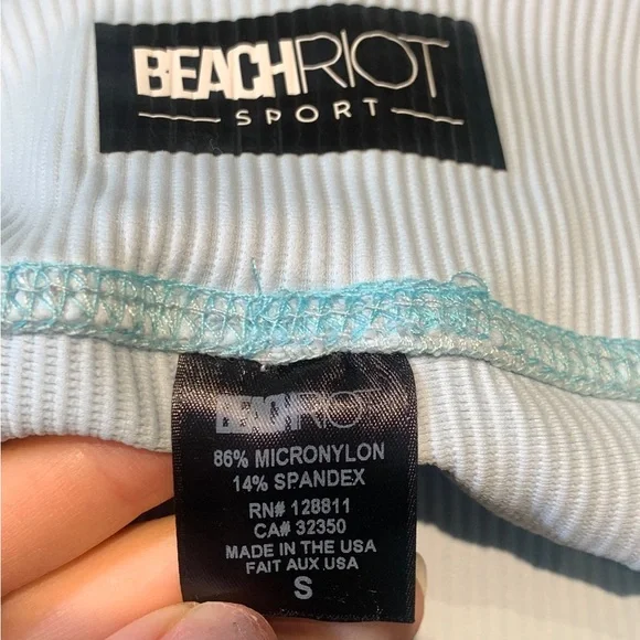 Beach Riot Blue Ribbed Fold Over Leggings - Picture 5 of 8